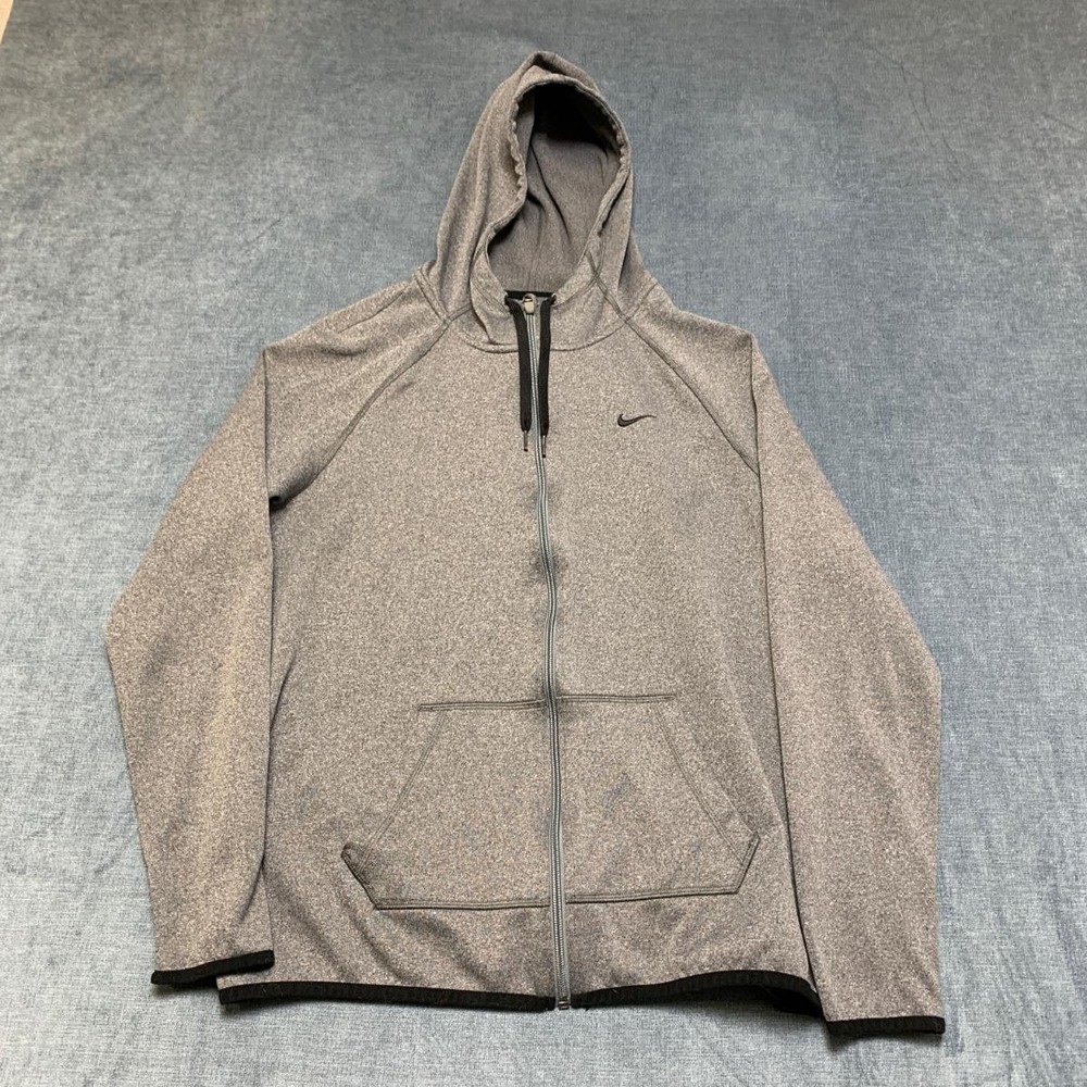 Nike Dri Fit Hoodie Womens Large Gray Swoosh Raglan Sleeve Sportswear Training